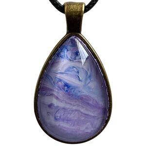 Handmade Lavender Abstract Art Teardrop Pendant Necklace by Svetlana Yeung